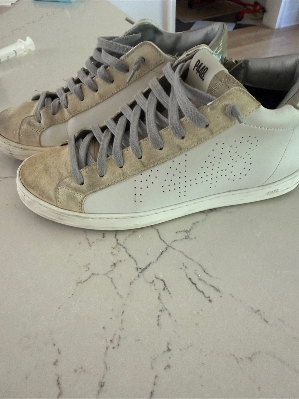 P448 Women’s Low-Top Gray & Off-White Sneakers